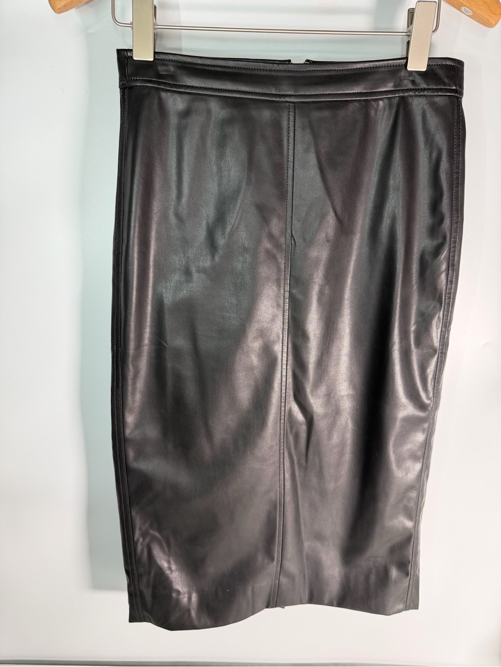 J.Crew Black Faux Leather Pencil Skirt Size 2